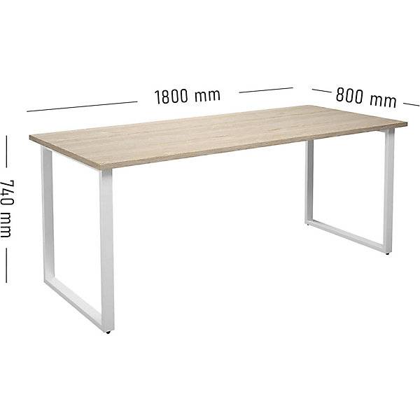 Mehrzwecktisch DUO-O gerade Platte Tiefe 800 mm Breite 1800 mm Eiche / weiß. TAKKT Industrial & Packaging-1