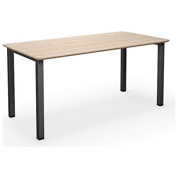 Mehrzwecktisch DUO-U Trend gerade Platte abgerundete Ecken Tiefe 800 mm Breite 1600 mm Eiche schwarz. TAKKT-0