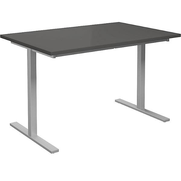 Mehrzwecktisch DUO-T gerade Platte HxT 740 x 800 mm Breite 1200 mm dunkelgrau silber. TAKKT Industrial &-0