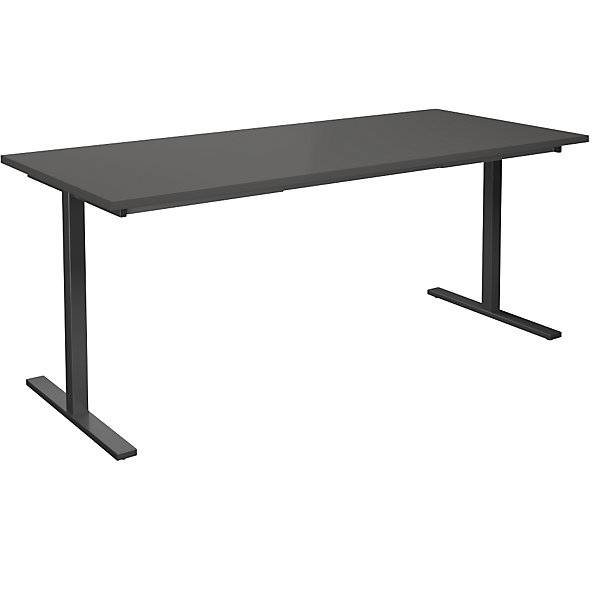 Mehrzwecktisch DUO-T gerade Platte HxT 740 x 800 mm Breite 1800 mm dunkelgrau schwarz. TAKKT Industrial &-0