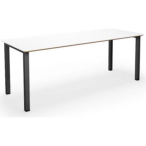 Mehrzwecktisch DUO-U Trend gerade Platte abgerundete Ecken Tiefe 800 mm Breite 1800 mm weiß schwarz. TAKKT
