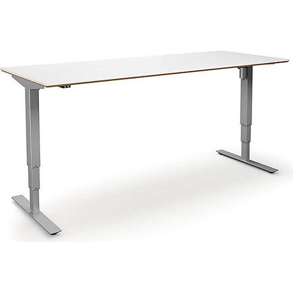 Schreibtisch Atlanta Trend elektrisch höhenverstellbar gerade BxT 2000 x 800 mm weiß/silber. TAKKT Industrial-0