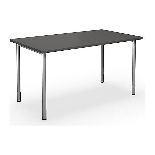 Mehrzwecktisch DUO-C gerade Platte HxT 700 - 800 x 800 mm Breite 1400 mm dunkelgrau silber. TAKKT Industrial-0