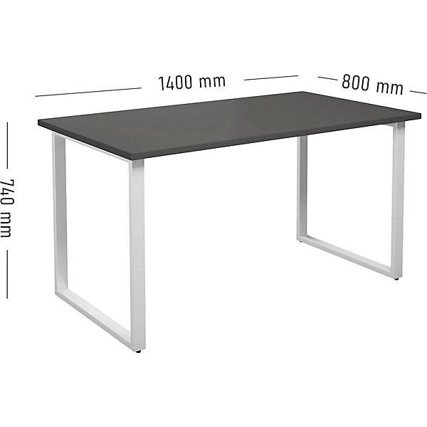 Mehrzwecktisch DUO-O gerade Platte Tiefe 800 mm Breite 1400 mm dunkelgrau / weiß. TAKKT Industrial & Packaging-1