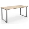 Mehrzwecktisch DUO-O Trend gerade Platte abgerundete Ecken Tiefe 800 mm Breite 1400 mm Eiche / silber. TAKKT