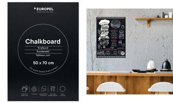 EUROPEL Kreidetafel ohne Rahmen, 600 x 1.100 mm, schwarz (71700321)