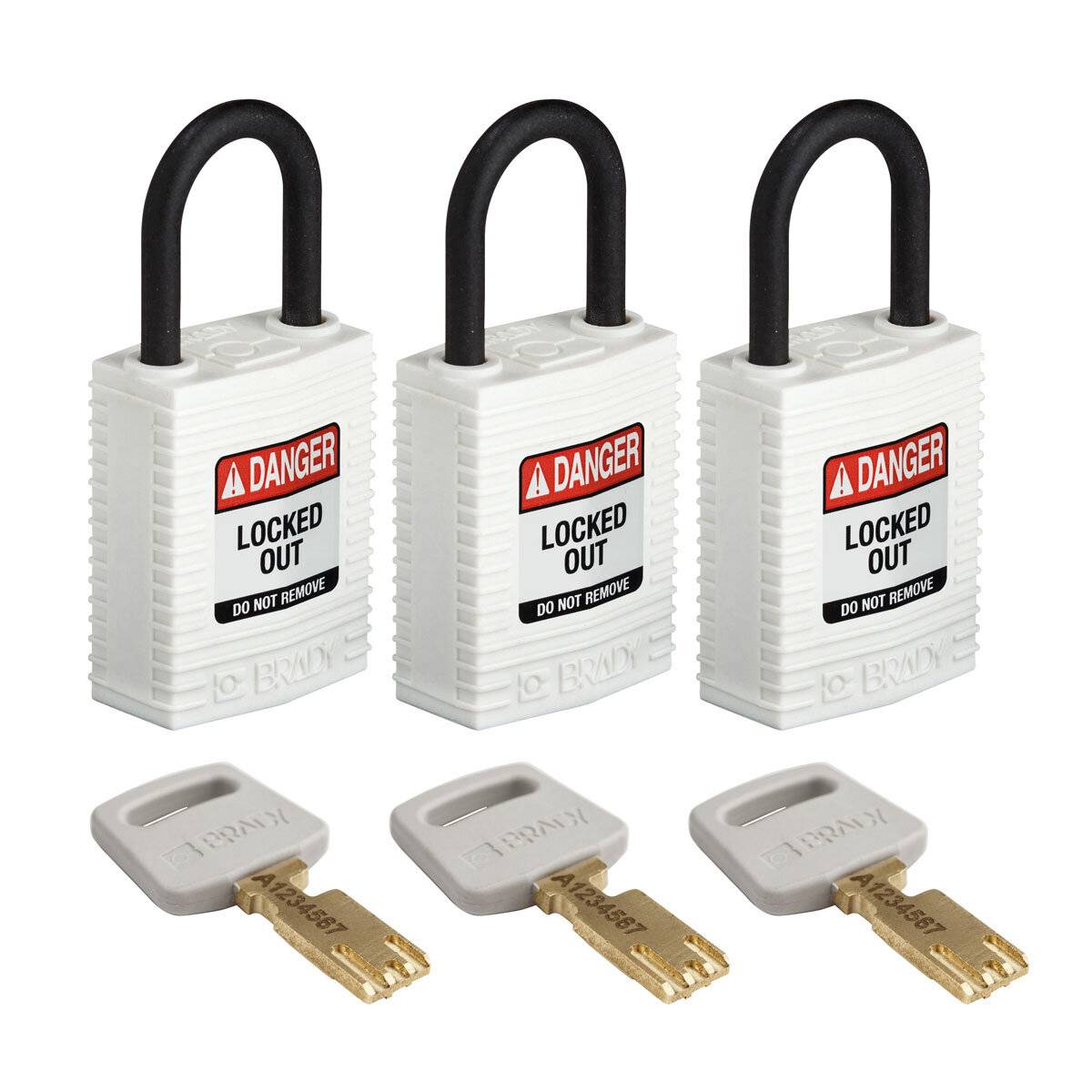 SafeKey-Vorhängeschlösser–kompakt • 3 Stück • KA • Weiß • Bügel: 25 mm-0