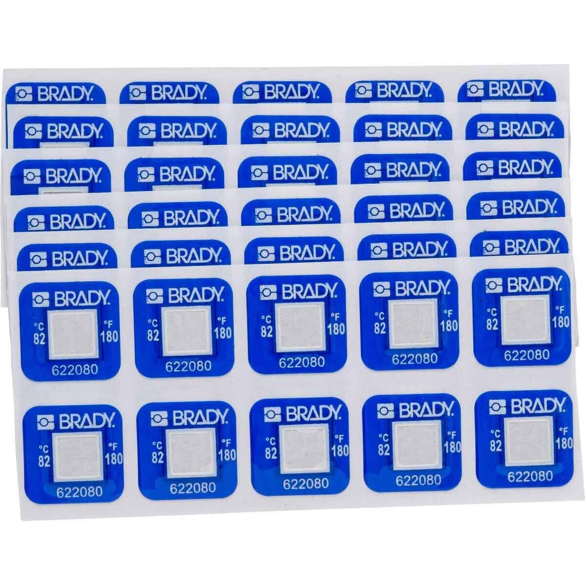 Temperaturanzeigende Etiketten, 1 Temperatur-Messstufe, 82°C, 20x20 mm-0