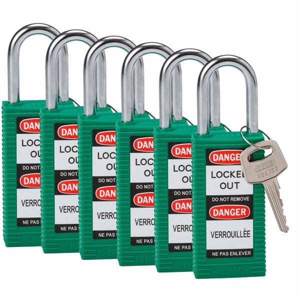 Sicherheitsschlösser–langes Gehäuse • Grün • 38 x 122 mm • Nylon Stahlbügel