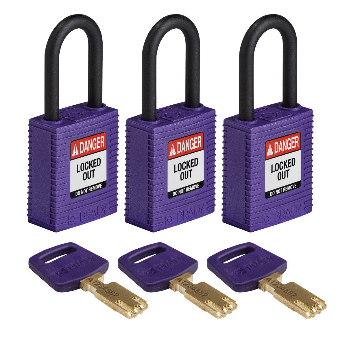 SafeKey-VorhängeschlösserNylon • 3 Stück • KA • Violett • Kunststoffbügel 38 mm-0