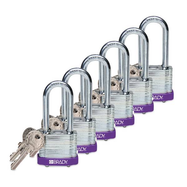 Schlösser mit laminiertem Stahl, Bügel 51 mm - KD • Purpur • 44 x 90 mm