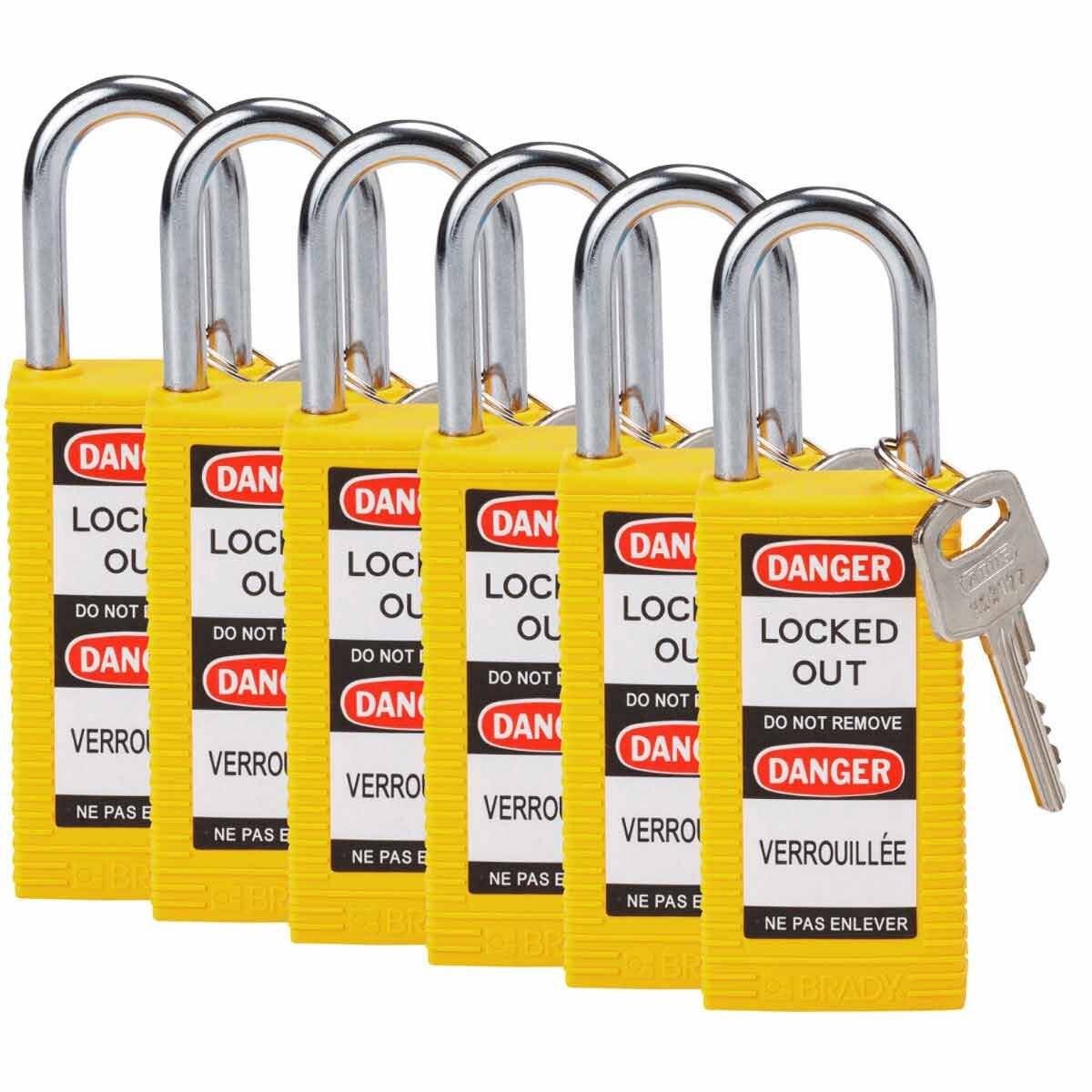 Sicherheitsschlösser–langes Gehäuse • Gelb • 38 x 122 mm • Nylon Stahlbügel-0