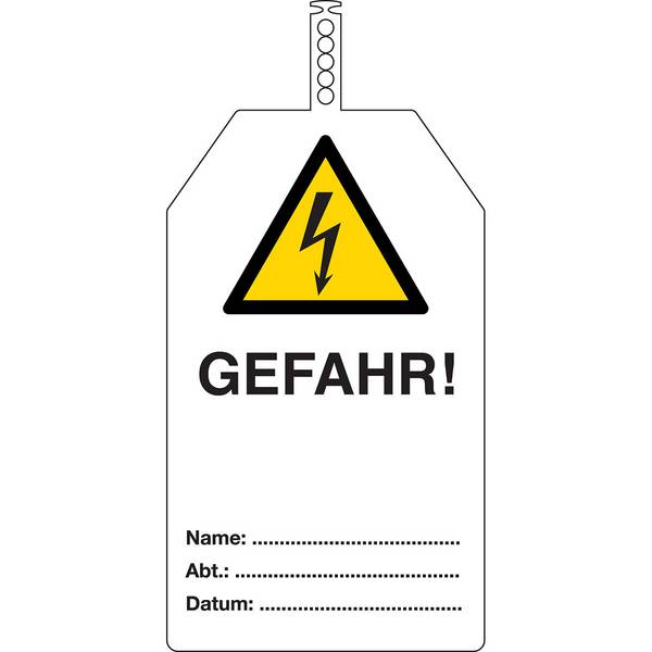 Anhänger: GEFAHR! • 85 x 145 mm • Schwarz & Rot auf Weiß