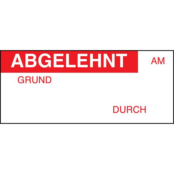 Beschriftbare Etiketten 'ABGELEHNT' • Rot auf Weiß • 38 x 16 mm