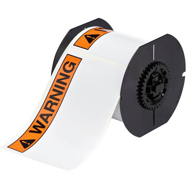 Vinyl-Etiketten mit bedruckter Kopfzeile • Warning • 101 X 152 mm