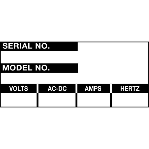 Beschriftbare Etiketten 'SERIAL NO. / MODEL NO.' • Schwarz auf Weiß • 57 x 25 mm