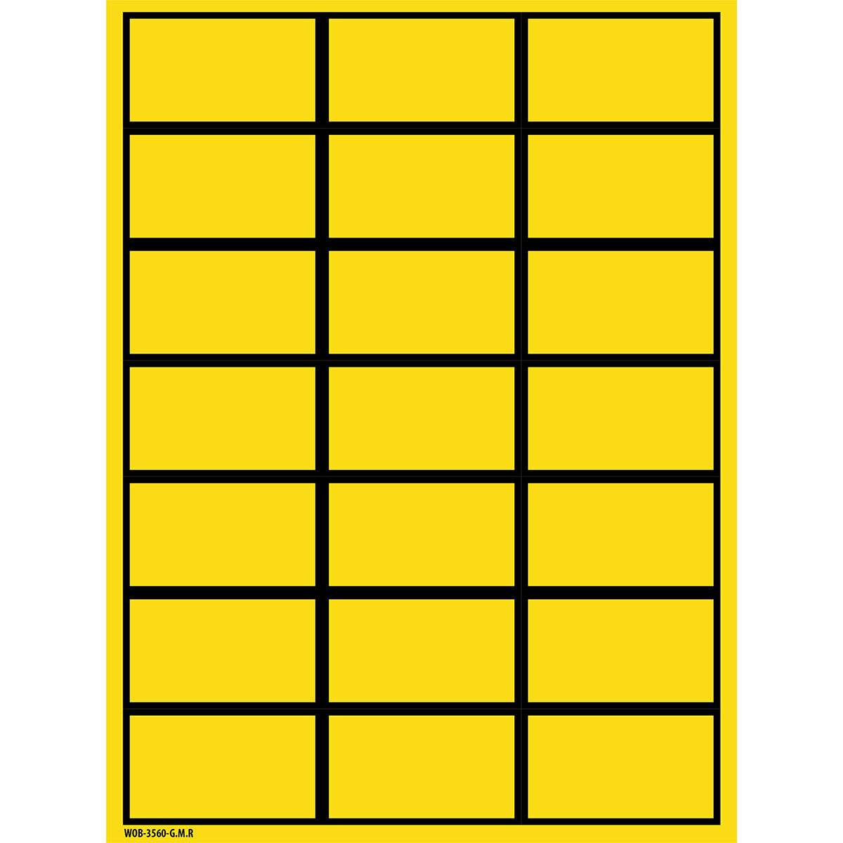 Beschriftbare Etiketten auf Bögen - 35 x 60 mm - B-500 • Schwarzer Rand auf gelb-0