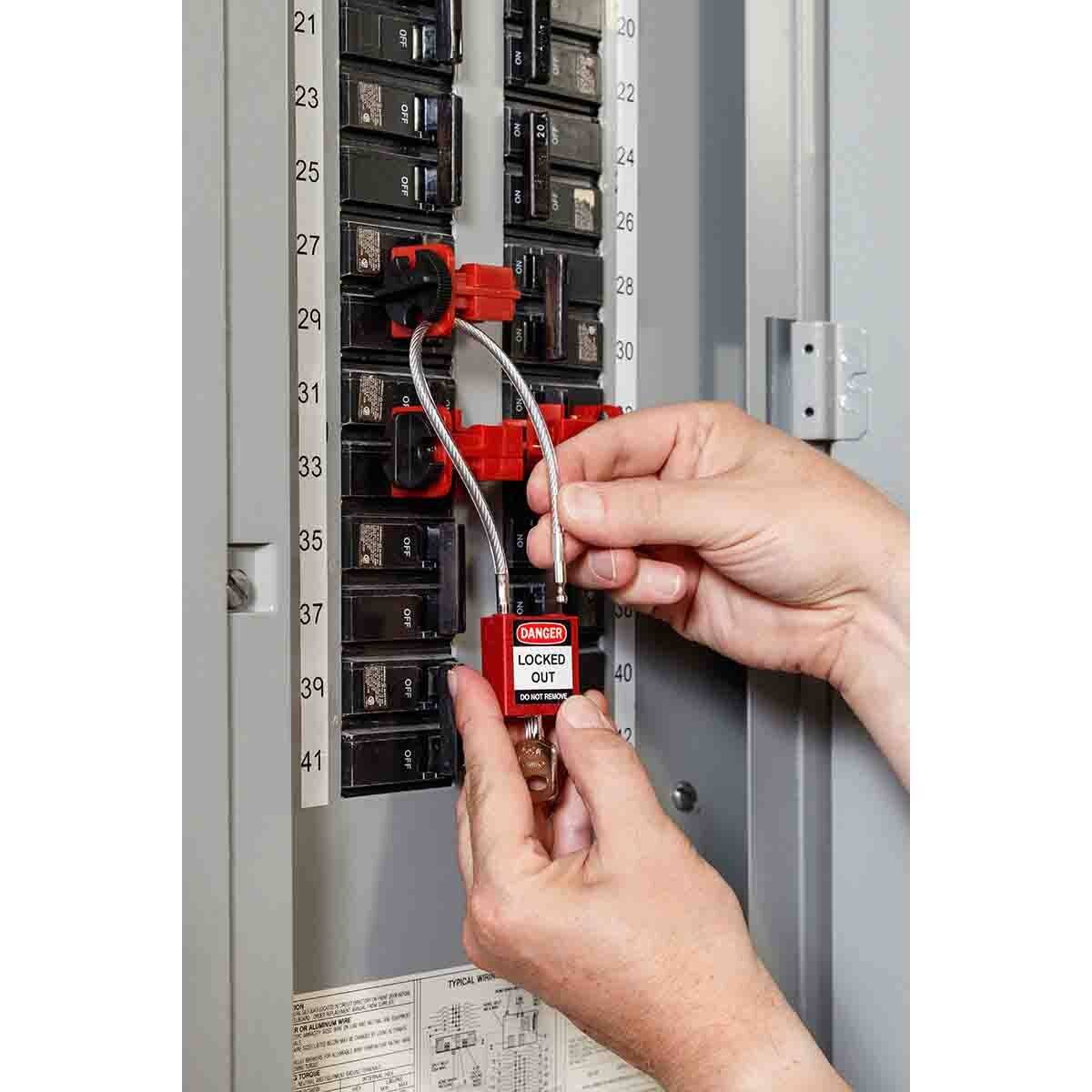 Kompakte Sicherheitsschlössermit 0.2 Meter Kabelbügel • Rot • 6 Stück KA-1