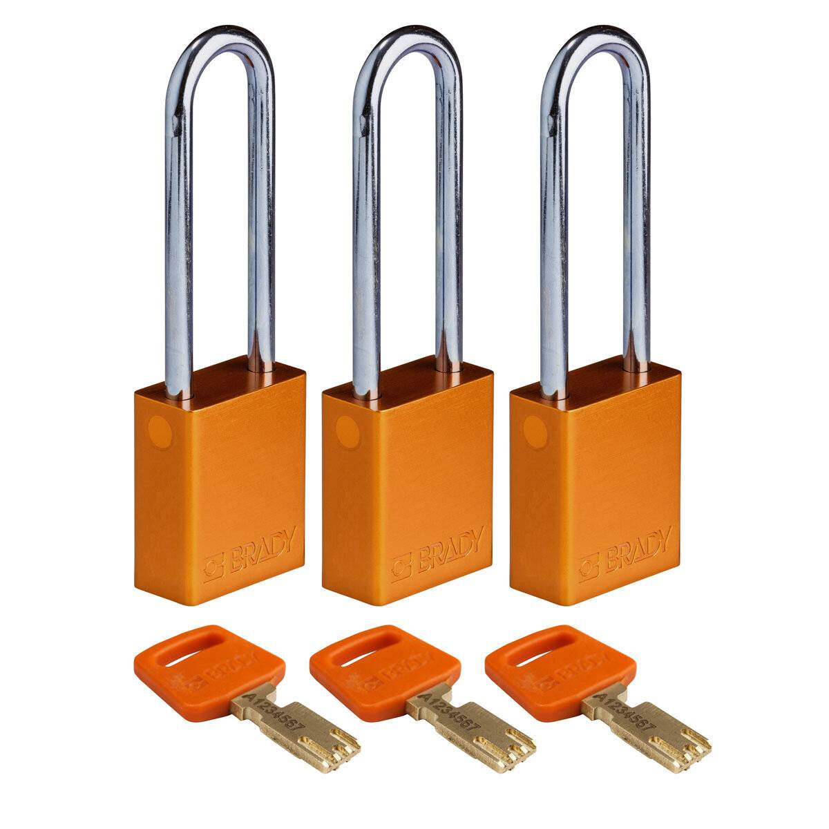 SafeKey-Vorhängeschlösser–Aluminium • 3 Stück • KA • Orange • Bügel: 76 mm-0