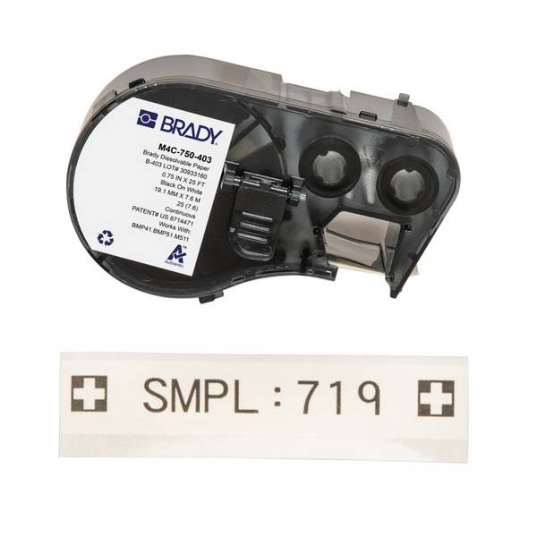 Brady Corporation M4C-750-403 wasserlösliches Papierband Weiss 19.05 mm x 7.62 m wiederablösbar