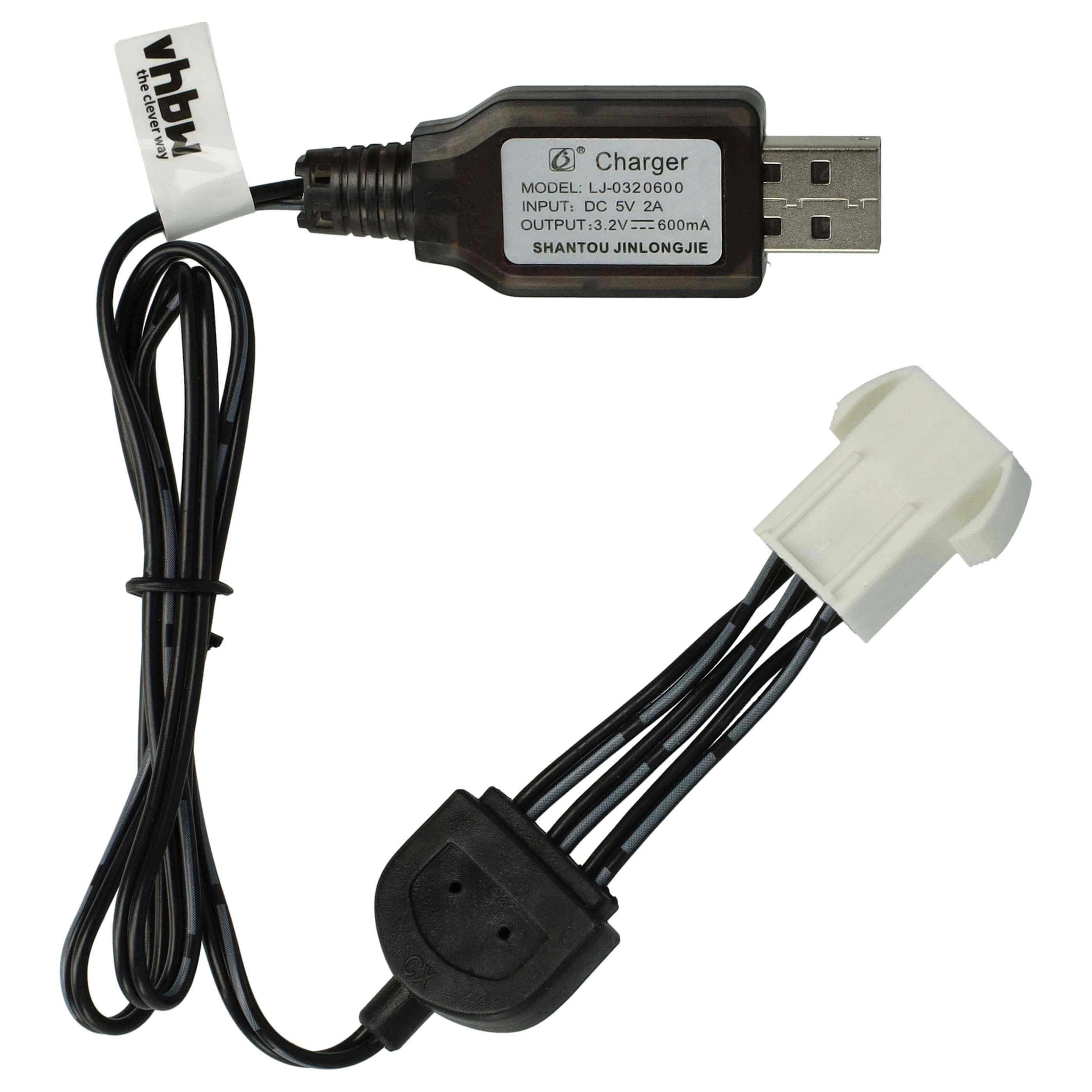 vhbw USB-Ladekabel kompatibel mit Hosim Vatos 9116 RC-Akkus mit SM-6P-Anschluss, RC-Modellbau Akkupacks - 50 cm 9,6 V-0