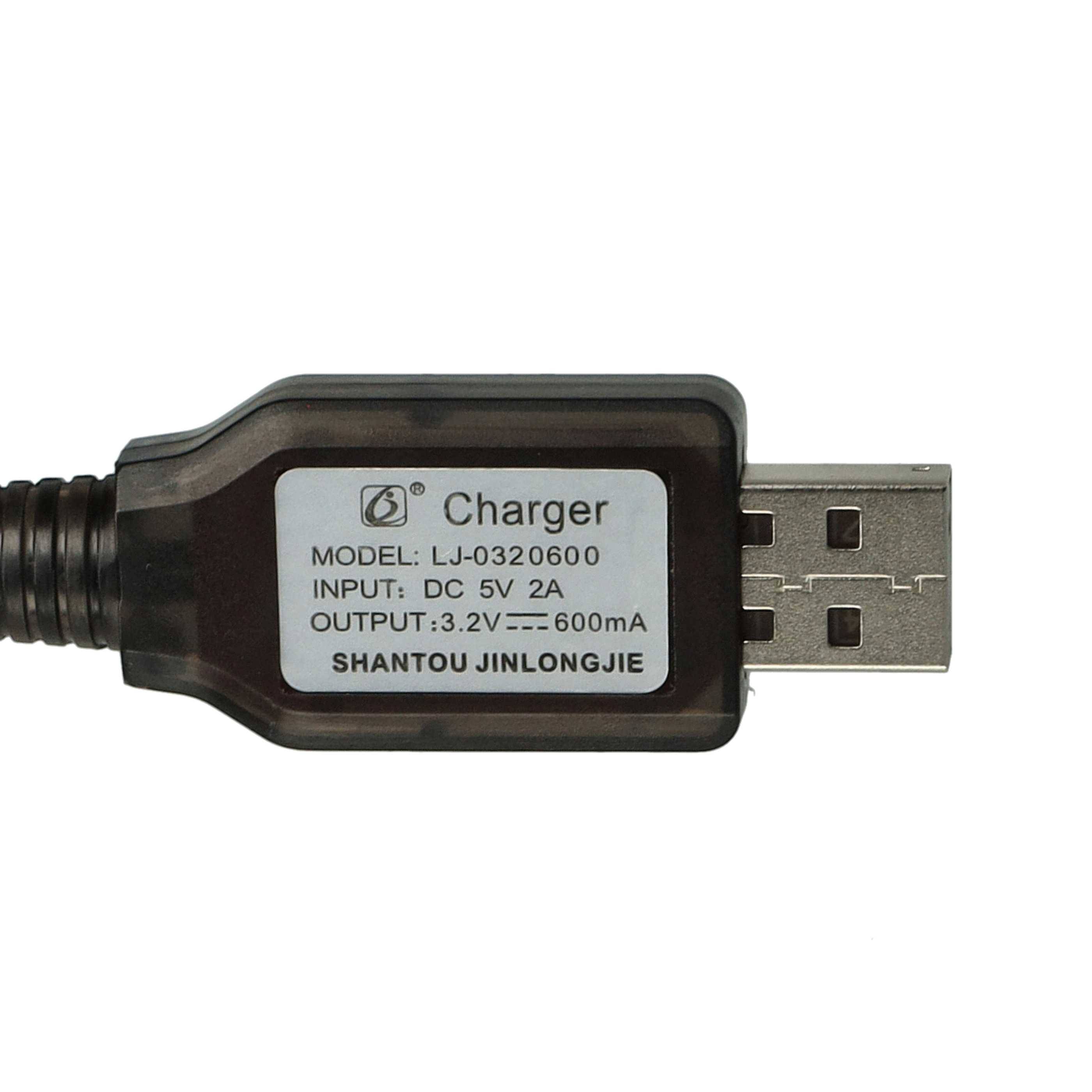 vhbw USB-Ladekabel Ersatz für Himoto HSP 9.6V für RC-Akkus mit SM-6P-Anschluss, RC-Modellbau Akkupacks - 50 cm 9,6 V-4
