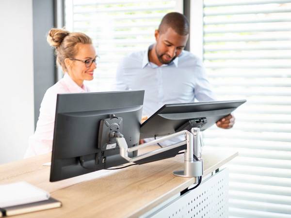 Novus Clu Duo Monitorhalterung für 2 Monitore silber/anthrazit (990+4019+000)