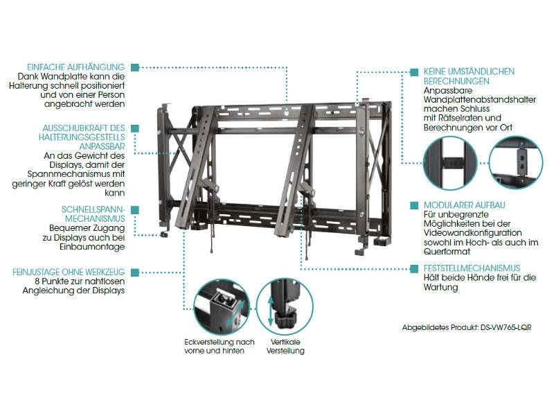 Peerless AV SmartMount DS-VW765-LQR - Befestigungskit (Wandmontage) - für Videol-1