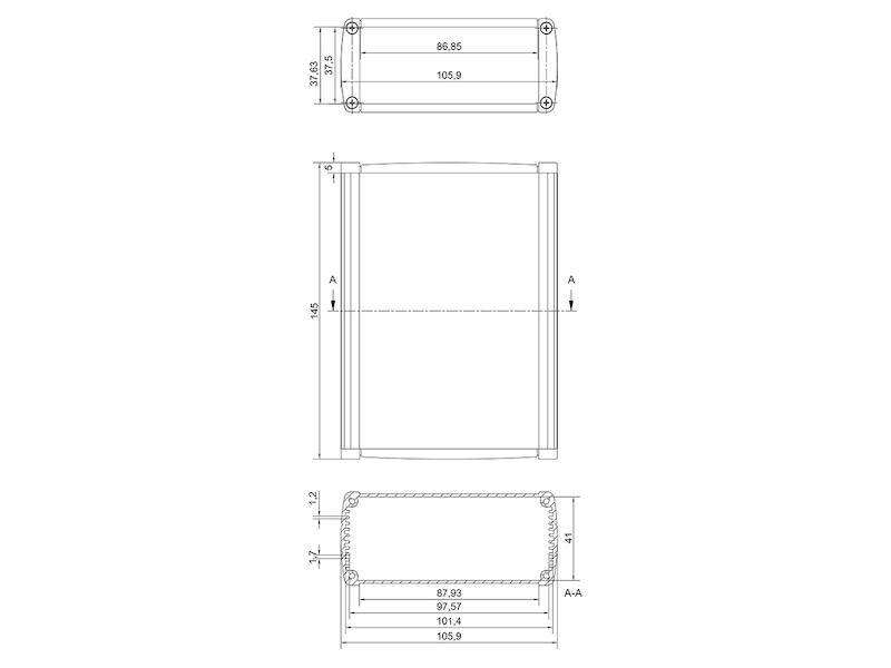 TEKO Gehäuse Aluminium Tekal 3 145 x 106 x 46 mm weiß / hellgrau-1