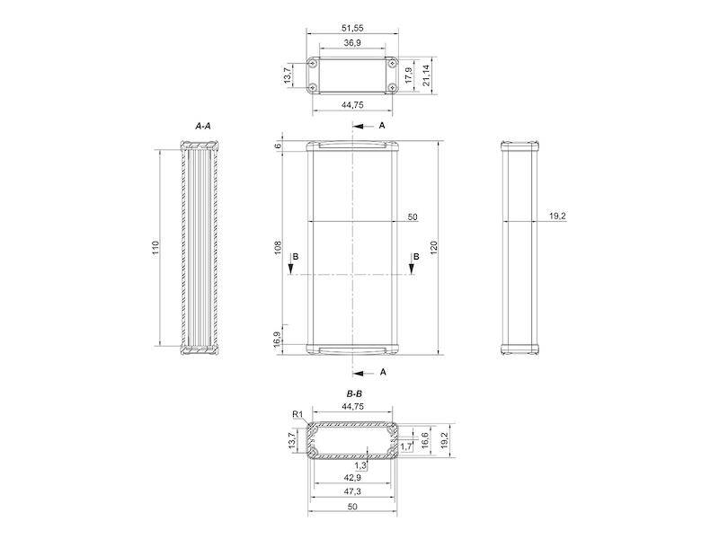 TEKO Gehäuse Aluminium MiniTekal SK 120 x 52 x 21 mm silber-1