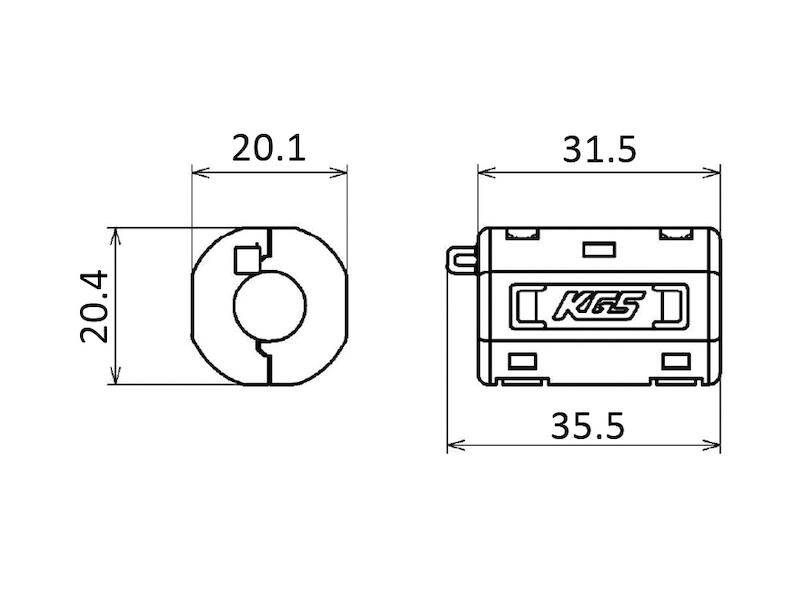 KGS KITAGAWA Klappferrit MRFC hellgrau Kabel-Ø max. 8,5 mm 20 Ω-1