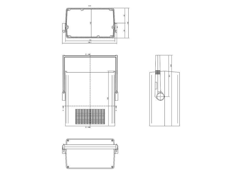 TEKO Gehäuse Front Panel KL-AUS Handle 198 x 178 x 108 mm grau mit Griff-1