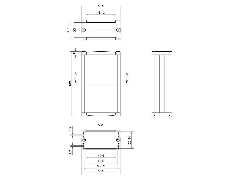 TEKO Gehäuse Aluminium Tekal 1 100 x 59,9 x 30,9 mm weiß / hellgrau-1