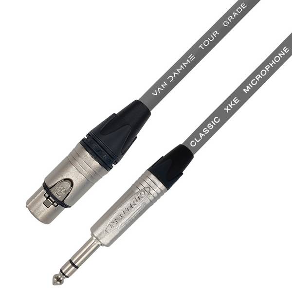 Van Damme XKE Microphone Mikrofon-/ Patchkabel (Neutrik XLR-f / TRS) 0.5m Grau