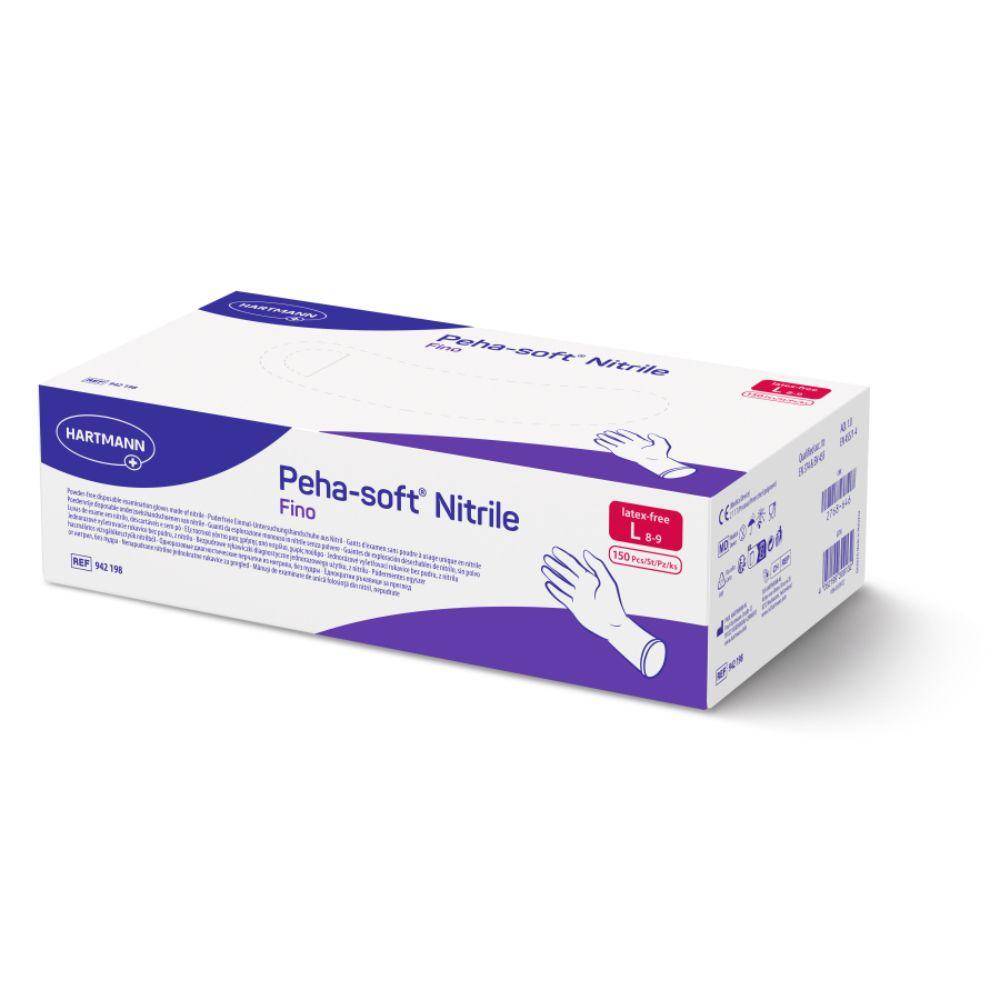 Peha-soft® nitrile fino Einweghandschuhe, puderfrei - L / Blau | Packung (150 Stück)-0