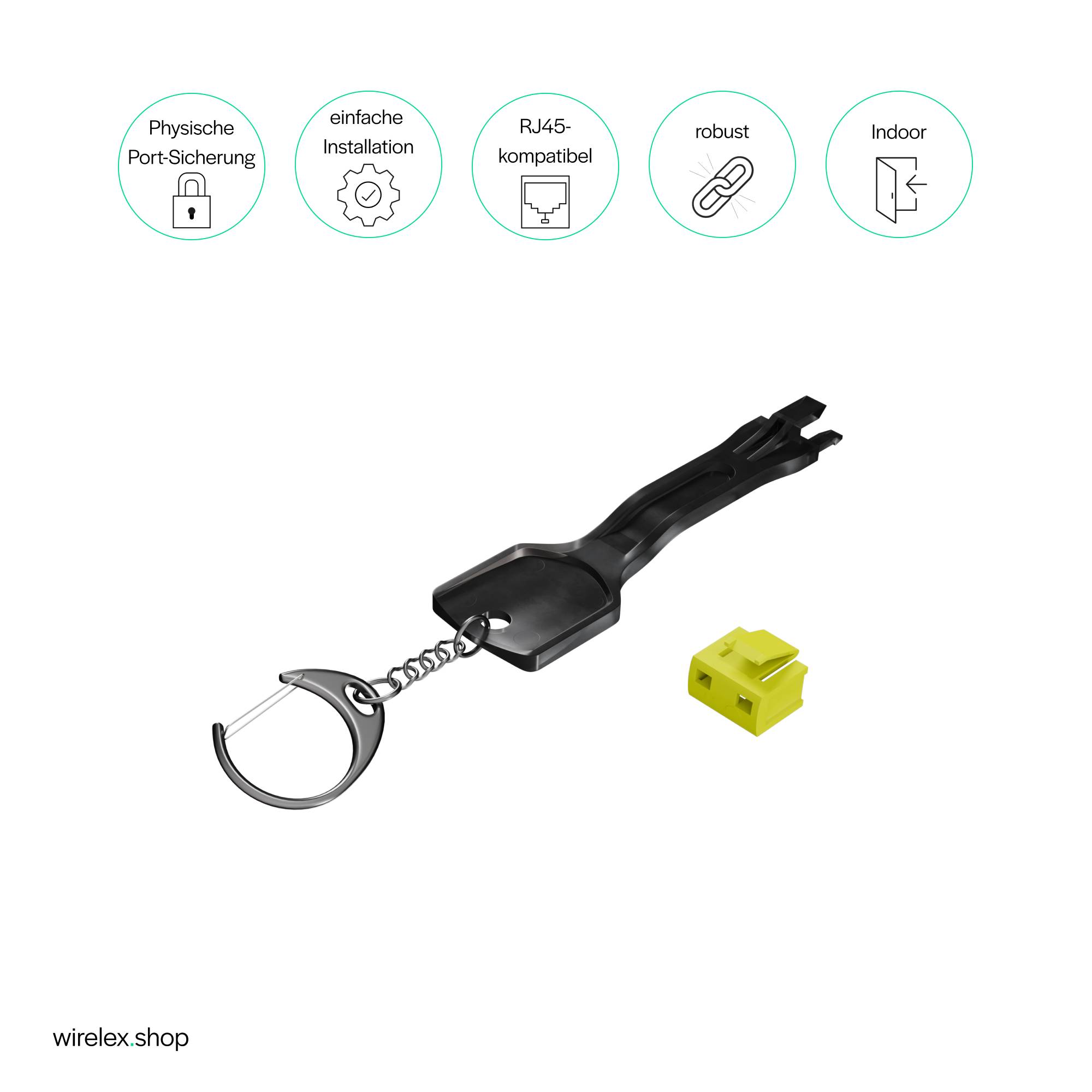 RJ45 Port Blocker, 1x Schlüssel, 10 Schlösser Gelb-4