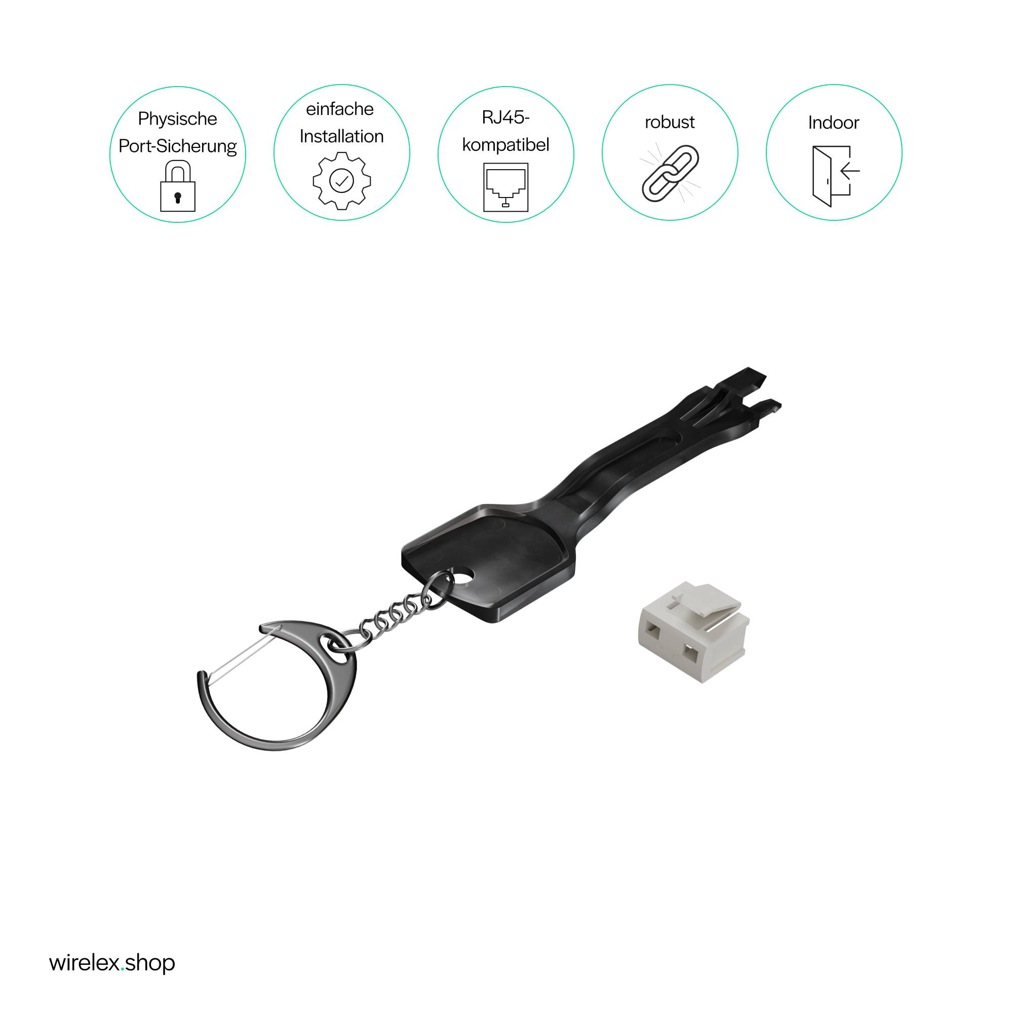 RJ45 Port Blocker, 1x Schlüssel, 10 Schlösser Weiß-4
