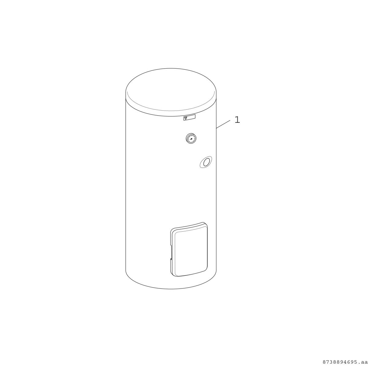 BOSCH bivalenter Warmwasserspei. STORA WPS 390-1 EP 1 C, 1594x700, 343L, silber-1