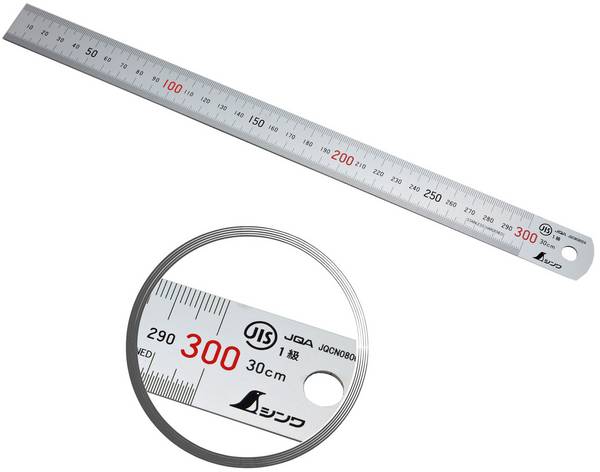FAMEX 12517 Shinwa Lineal aus Edelstahl 30 cm - mit 0,5mm Skala - Stahllineal Metalllineal - 13013