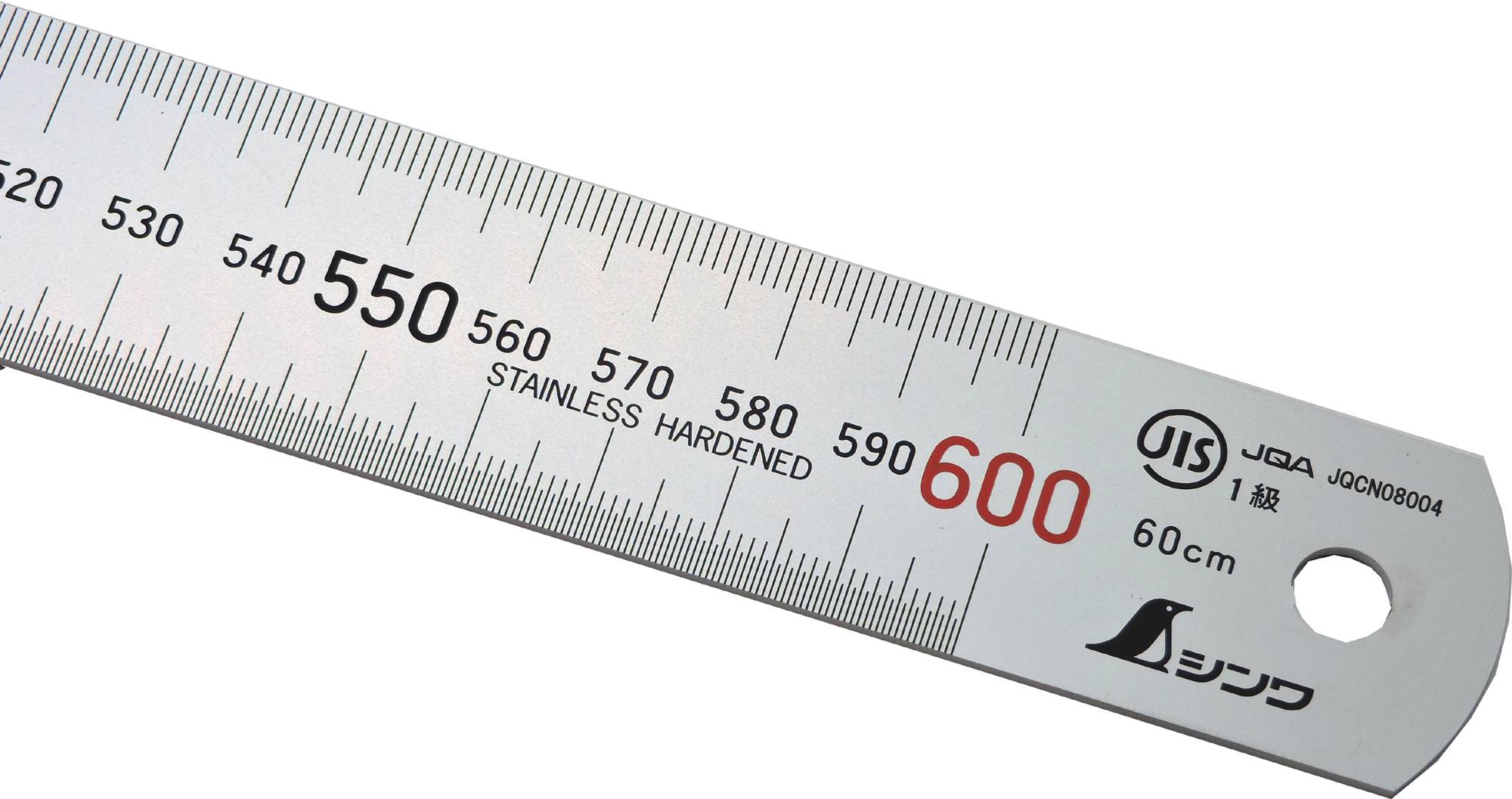 FAMEX 12518 Shinwa Lineal aus Edelstahl 60 cm - mit 0,5mm Skala - Stahllineal Metalllineal - 13021-2