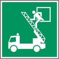Erste Hilfe & Fluchtweg • Notausstieg • E017 • 148x148 mm • B-7527-0