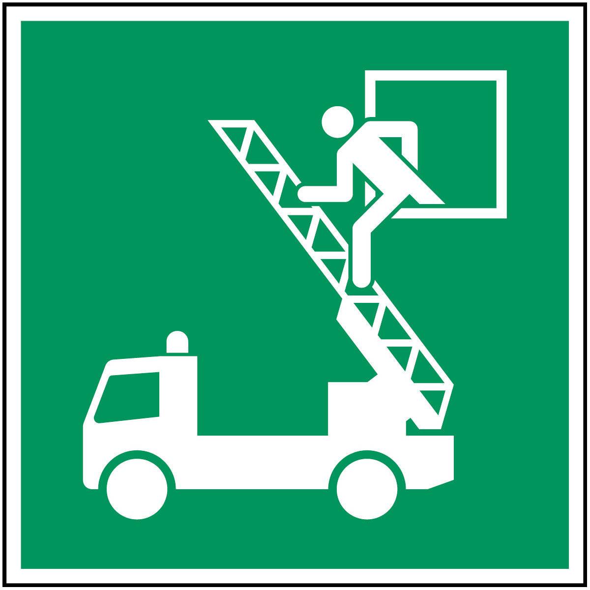 Erste Hilfe & Fluchtweg • Notausstieg • E017 • 148x148 mm • B-7527-1