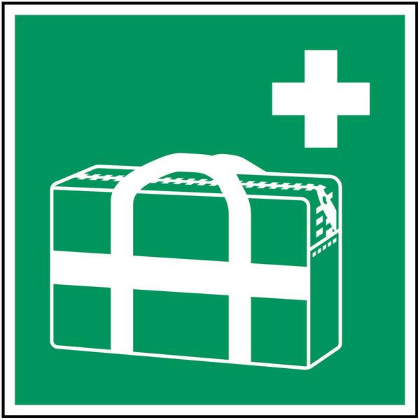 Erste Hilfe & Fluchtweg • Med. Notfallkoffer • E027 • 100x100 mm • B-7527