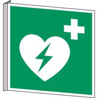 Erste Hilfe & Fluchtweg • Defibrillator • E010 • 253x253 mm • B-455 • Fahne-0