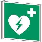 Erste Hilfe & Fluchtweg • Defibrillator • E010 • 253x253 mm • B-455 • Fahne-2