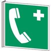 Erste Hilfe & Fluchtweg • Notruftelefon • E004 • 253x253 mm • B-455 • Fahne-1