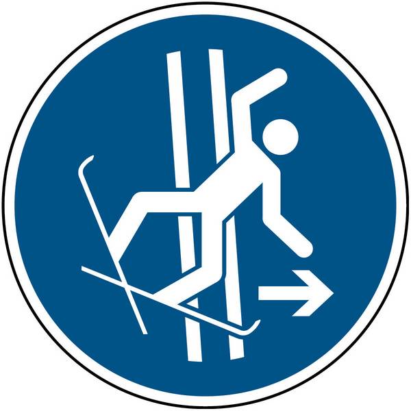 Gebot • Im Fall eines Sturzes Schleppspur verlassen • M035 • 200 mm • B-7527