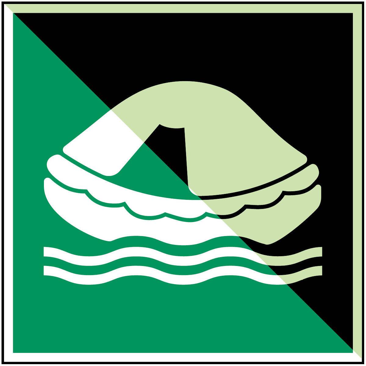 Erste Hilfe & Fluchtweg • Rettungsfloß • E038 • 200x200 mm • B-7590-0