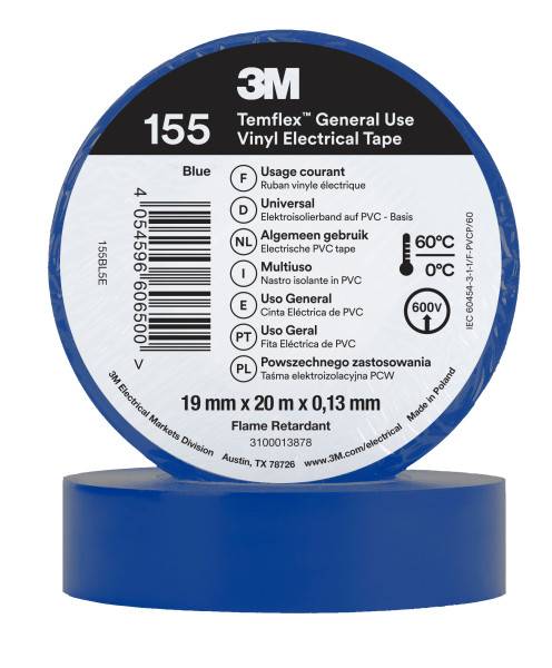 3M ™ TEMFLEX ™ Vinyl -Insolation Band 155 - Blau - 19 mm x 20 m | 1 Stück-0