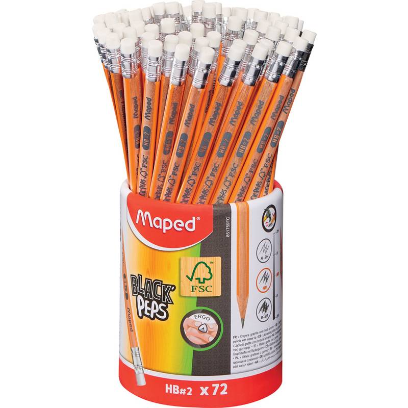 Maped Bleistift BLACK'PEPS, mit Radierer, 72er Köcher (82851759)-0